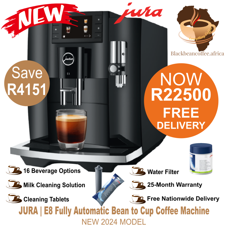 JURA E8 Fully Auto Bean to Cup PianoBlack Blackbeancoffee.africa