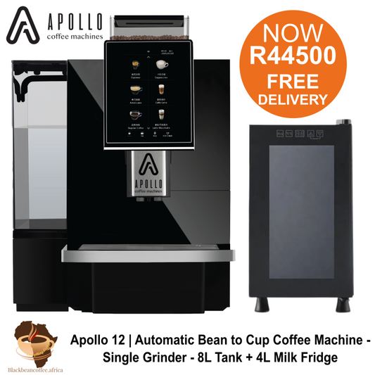 Apollo 12 | Automatic Bean to Cup Coffee Machine - Single Grinder - 8L Tank + 4L Milk Fridge